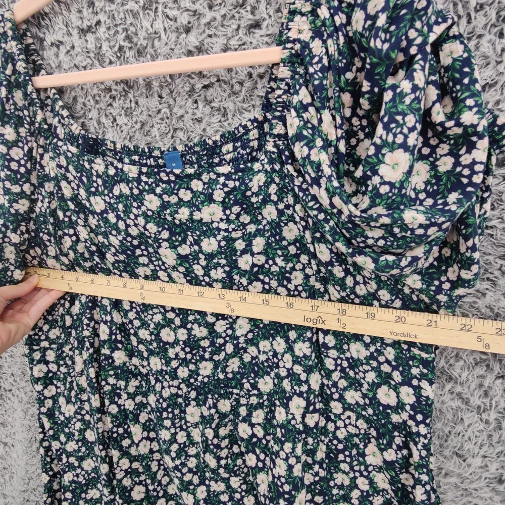 Old Navy Womens Cottagecore Babydoll Peasant Smocked Top 3X Floral Puff Sleeve